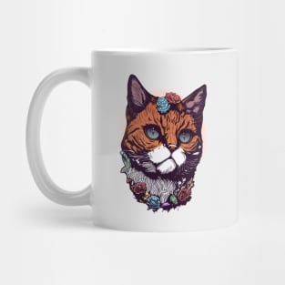 Beautiful Cat and Flower in Summer Autumn Mug